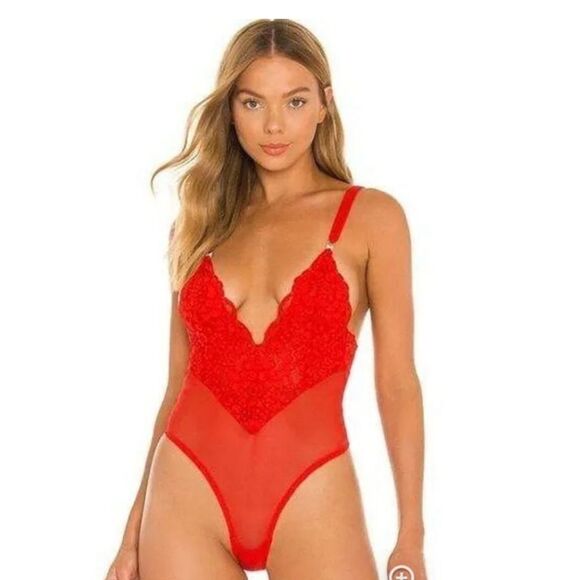 We Are Hah Cheap And Cheerful Bodysuit In Blood Orange Small Nwt - Picture 9 of 9